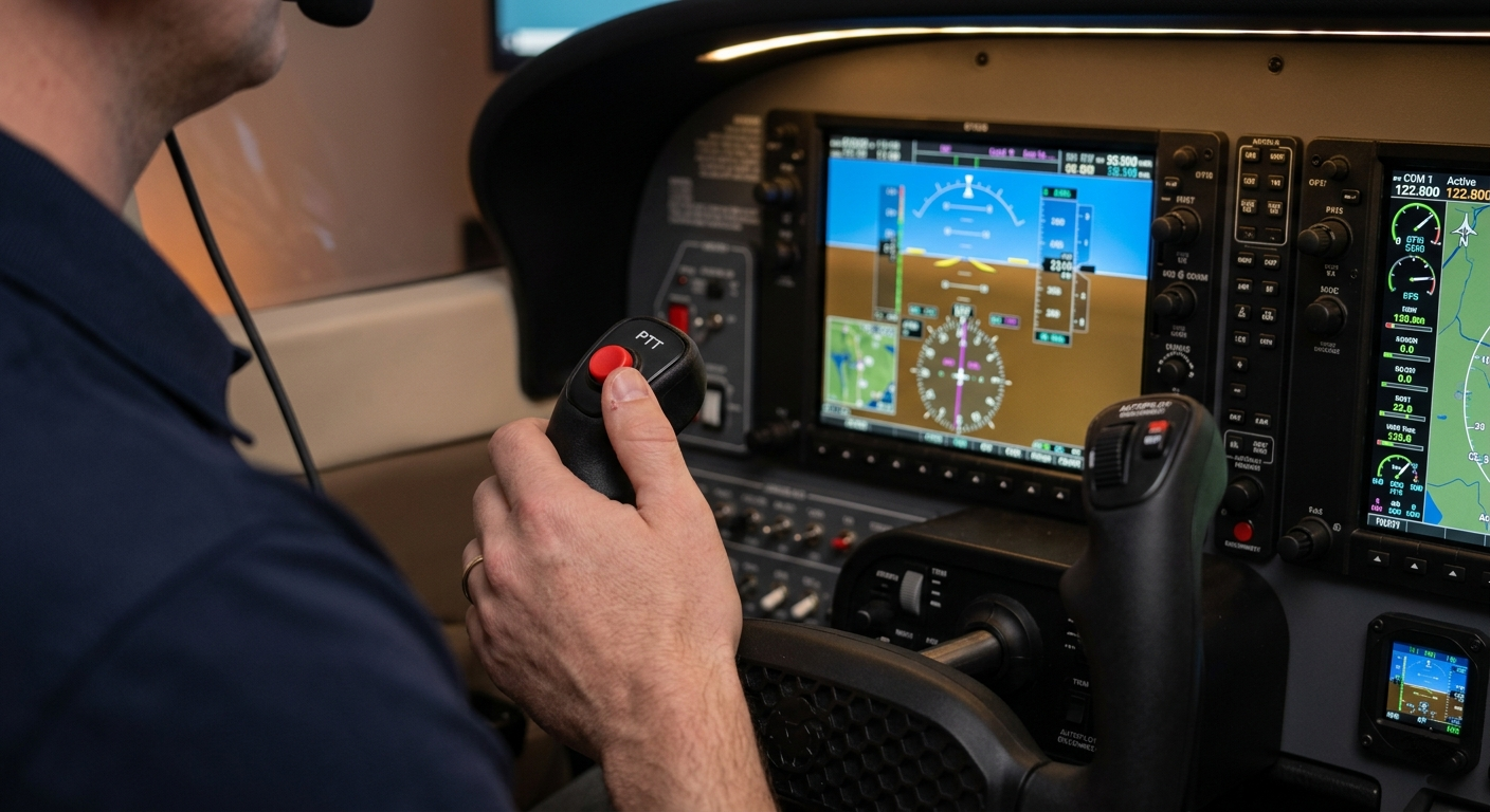 Кнопка тангенты (PTT) на штурвале в авиасимуляторе